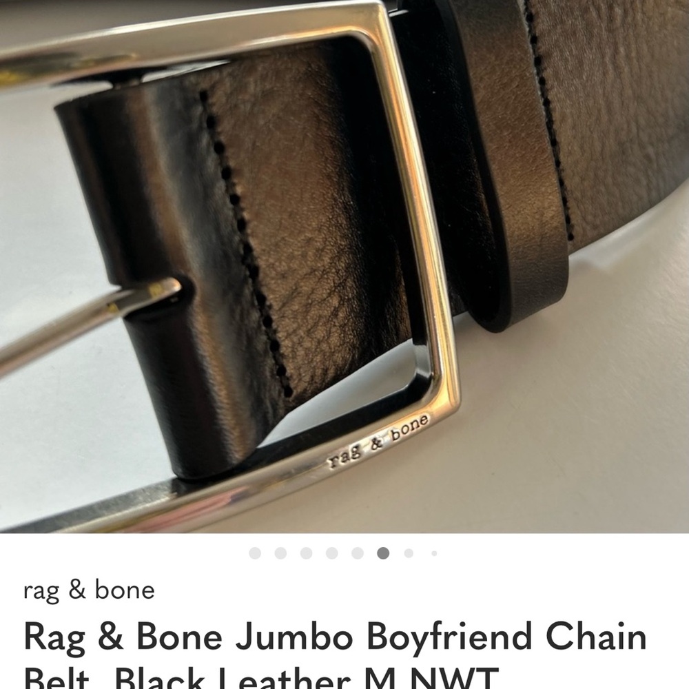 Rag & Bone Jumbo Boyfriend Chain Belt, Black Leather M NWT - Picture 7 of 10